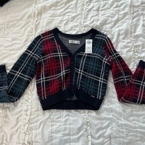 Hollister Plaid Cardigan Christmas Sweater